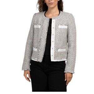 ECRU Tweed Jacket With Fringe Trim